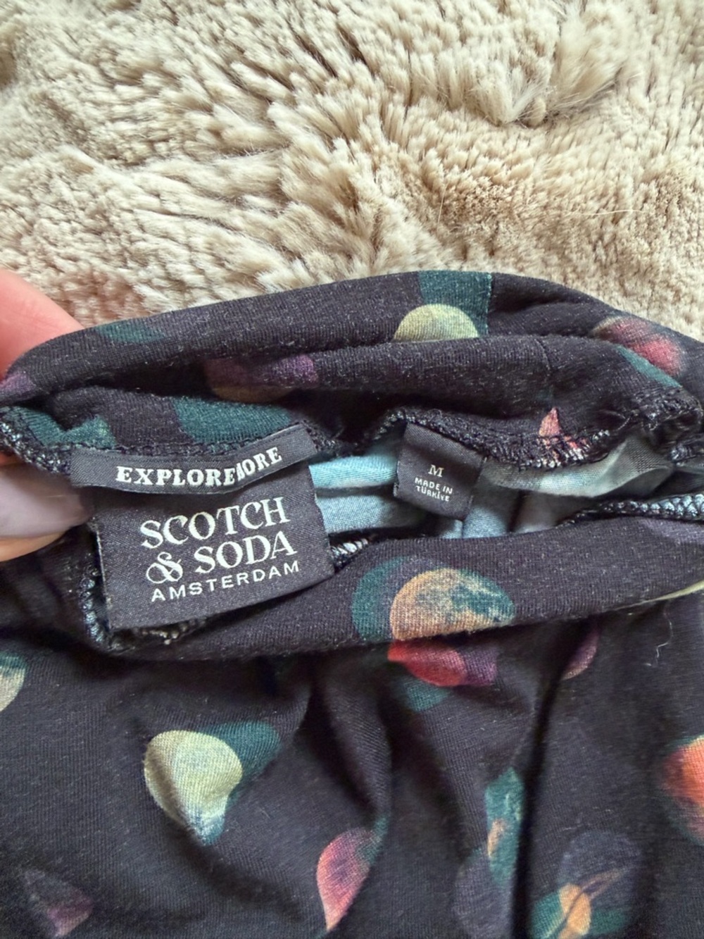 Scotch & Soda Black Mock Neck Long Sleeve Top with Multicolor Dot Motif - Picture 4 of 4